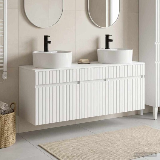 vidaXL Baderomsskapsett 3 stk. Hvit 49 x 44,5 x 65 cm Konstruert tre