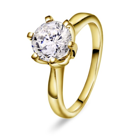 Olivia, Ring i 585 gult gull med diamant, størrelse 58
