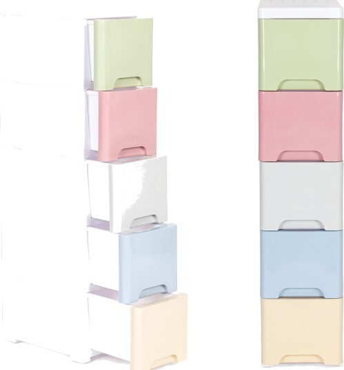 Reol med 5 uttrekkbare skuffer ben med hjul ModernHome Reol med 5 uttrekkbare skuffer ben med hjul ModernHome