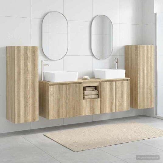 vidaXL Baderomsinnredningssett 5 stk. Sonoma eik 33 x 34,5 x 100 cm vidaXL Baderomsinnredningssett 5 stk. Sonoma eik 33 x 34,5 x 100 cm