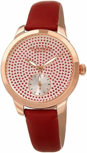 Akribos XXIV Dameklokke AK1089RD Classic Sølvfarget/Lær Ø34 mm
