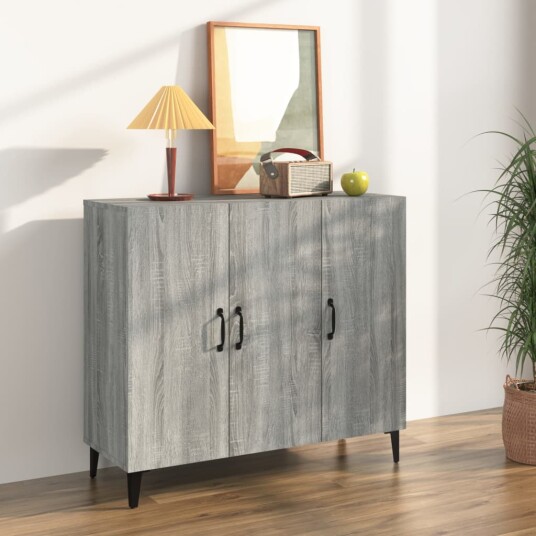 vidaXL Skjenk grå sonoma 90x34x80 cm konstruert tre vidaXL Skjenk grå sonoma 90x34x80 cm konstruert tre