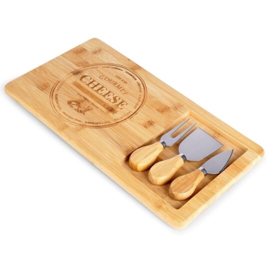 Excellent Houseware Ostebrett med tilbehør i bambus og rustfritt stål Excellent Houseware Ostebrett med tilbehør i bambus og rustfritt stål