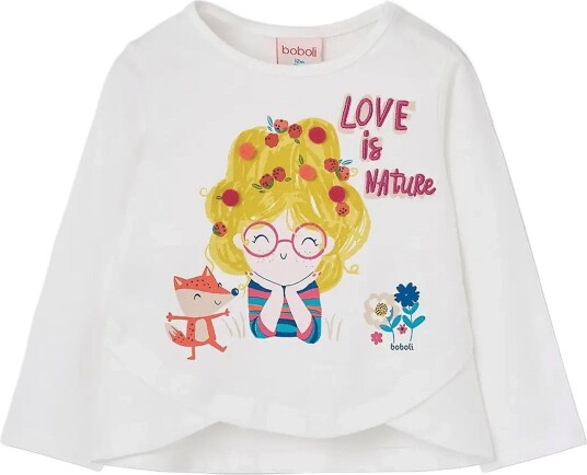 Boboli Knit T Shirt For Girl Bci OFF WHITE 98