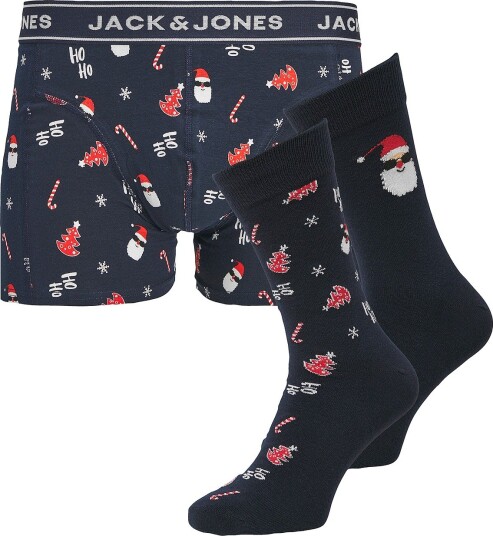 Jack & Jones - Boksershorts Jacsanta Trees Giftbox - Blå