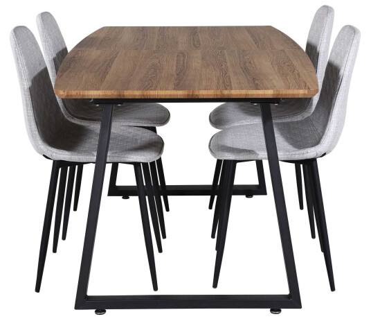 Venture Design Inca & Polar spisegruppe Natur/grå 4 st stoler & bord 160 x 85 cm