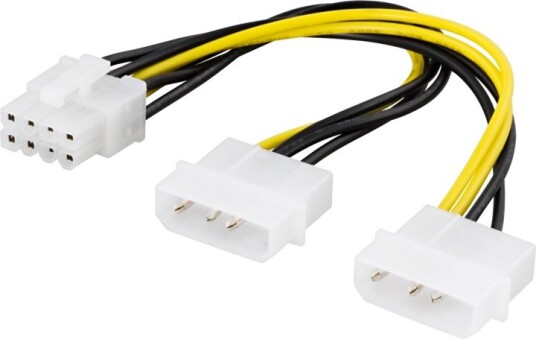 DELTACO 2xMolex til 8-pins PCIe adapterkabel 30 cm DELTACO 2xMolex til 8-pins PCIe adapterkabel 30 cm