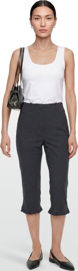 Ganni Stretch Stripe Capri Pants Grey 36