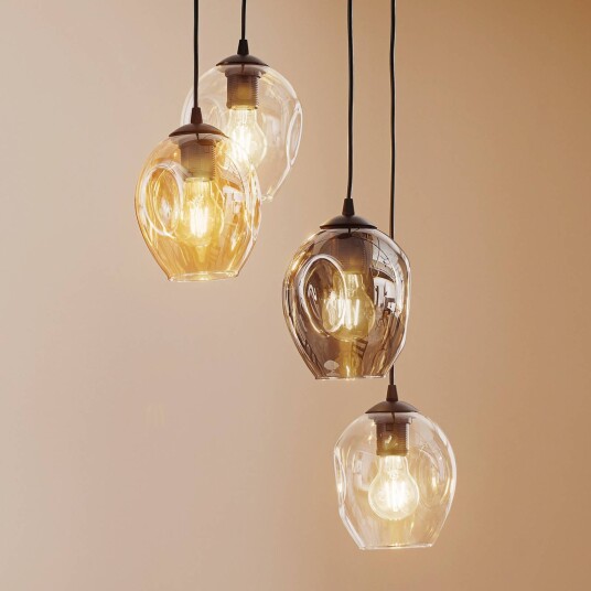 EMIBIG LIGHTING Starla pendellampe rund 4-lk. grafitt/rav/klar EMIBIG LIGHTING Starla pendellampe rund 4-lk. grafitt/rav/klar