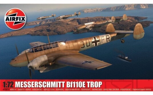 Airfix 1/72 Messerschmitt Bf110E Trop Modellfly Airfix 1/72 Messerschmitt Bf110E Trop Modellfly