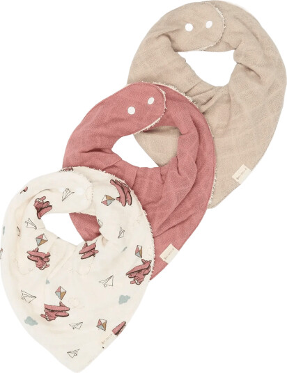 Fabelab Bandana Bib 3-Pack Air Plane Rose Multi/Patterned One Size Fabelab Bandana Bib 3-Pack Air Plane Rose Multi/Patterned One Size