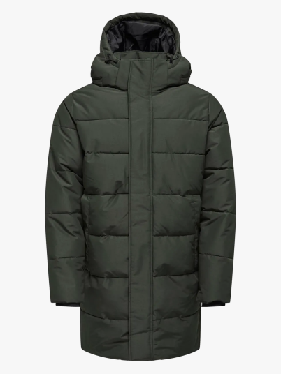Only & Sons Carl Life Long Quilted Coat Grønn M