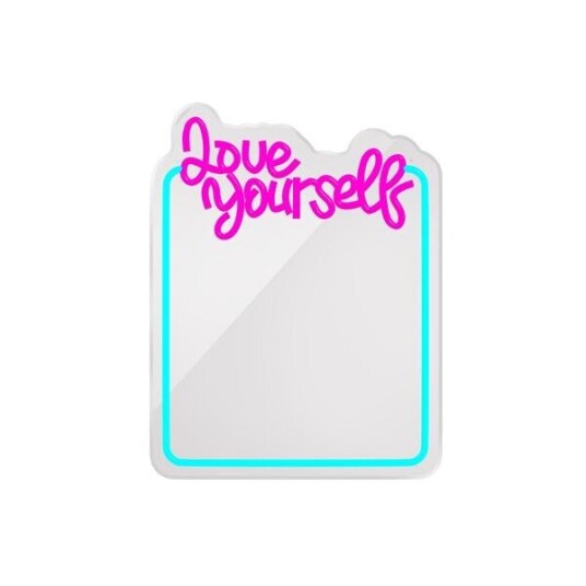 Forever Light FMNE01 Neon LED Lyspejl   Turkis Pink Love Yourself