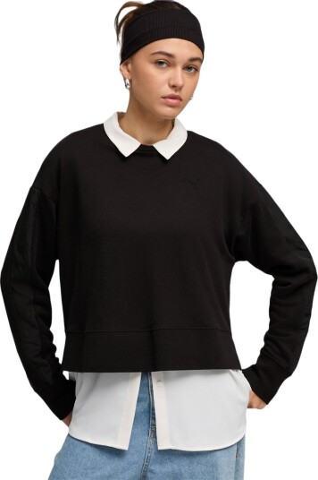 PUMA Her Relaxed Crew Sweatshirt Dame Svart S