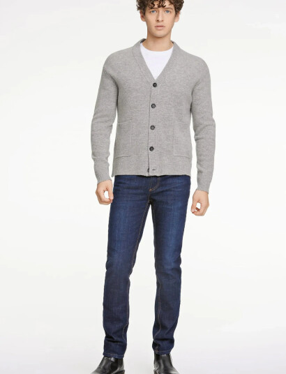 Lindbergh Lambswool Button Cardigan - Grey - XL Lindbergh Lambswool Button Cardigan - Grey - XL