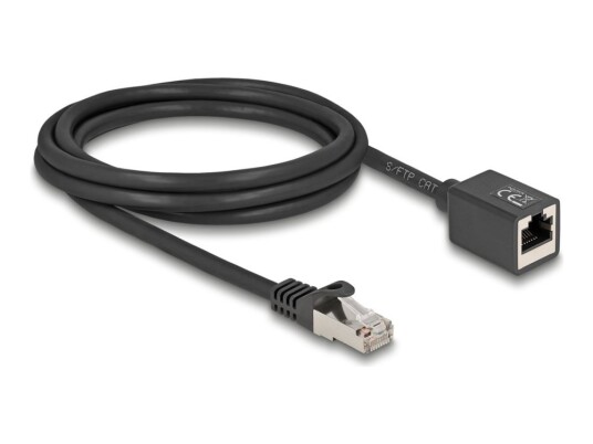 Delock Netzwerk Verlängerungskabel Rj45 Stecker Zu Rj45 Buchse Cat.6A S/Ftp 2 M Schwarz