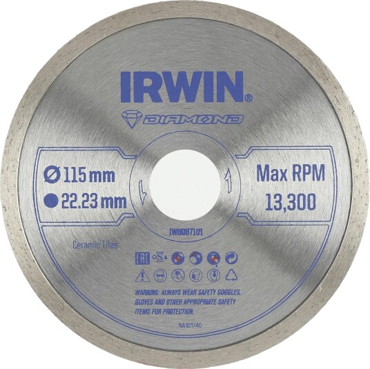 Irwin IW8087101 Diamantblad (Kontinuerlig Kant) 115 x 22,23mm