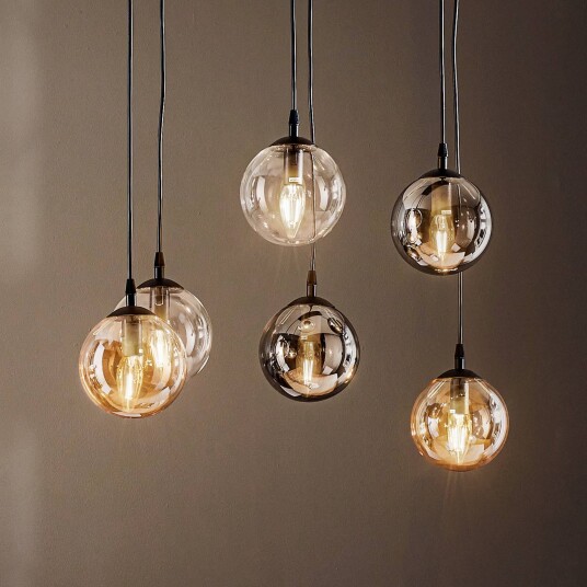 EMIBIG LIGHTING Glassy hengelampe 6 lyskilder grafitt/amber/klar glass 75 cm EMIBIG LIGHTING Glassy hengelampe 6 lyskilder grafitt/amber/klar glass 75 cm