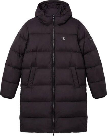 Calvin Klein Jeans Ls Long Length Hooded Nylon Puff Black XS