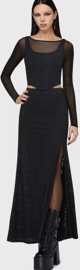 Motionless In White by Killstar Goth Langt skjørt Lisbeth Maxi Skirt L til 4XL Damer svart Motionless In White by Killstar Goth Langt skjørt Lisbeth Maxi Skirt L til 4XL Damer svart