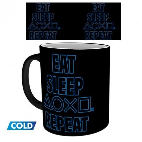 PlayStation Varmeskiftende Kopp Eat Sleep Repeat PlayStation Varmeskiftende Kopp Eat Sleep Repeat