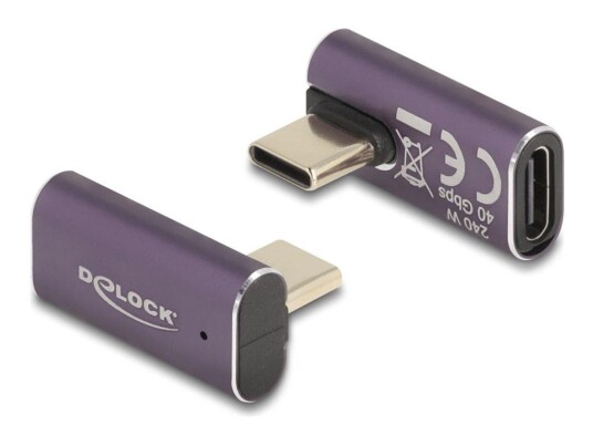 Delock USB-C Adapter 40 Gbps PD 3.1 240w Dreid Vinklet Delock USB-C Adapter 40 Gbps PD 3.1 240w Dreid Vinklet