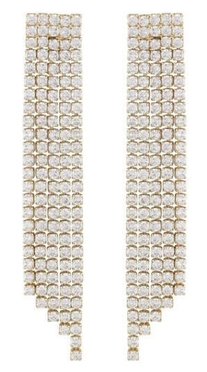 Snö Of Sweden Siri Big Stone Tassle Earring Gold/Clear Onesize