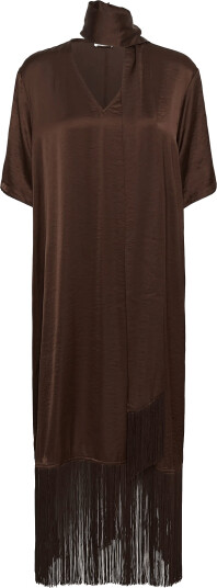 Soaked Slverona Fringe Dress Brown XS