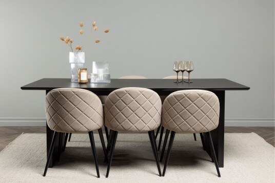 Venture Home Vail Spisegruppe 200 cm Rektangulær med 6 Velvet Stoler Beige