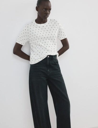 Mango Polka Dot Knitted Sweater   White   XS
