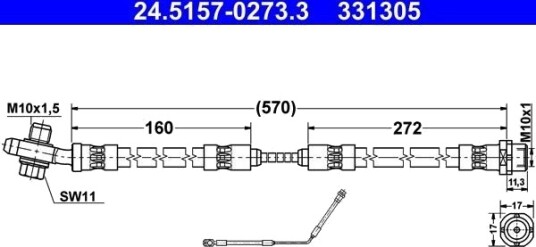 ATE 24.5157-0273.3 Bremseslange