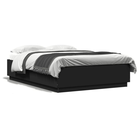 Sengeramme med LED-lys svart 120x200 cm konstruert tre 8721012273542