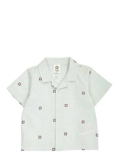Müsli Seersucker Stripe S/S Shirt Baby   Green   92