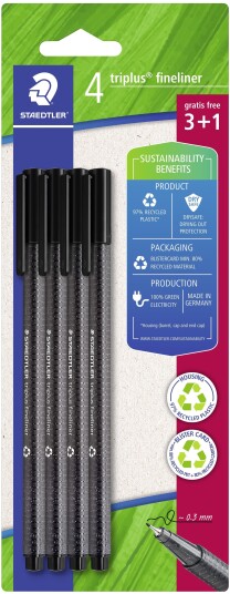 Fineliner STAEDTLER Triplus 0,3 sort 4