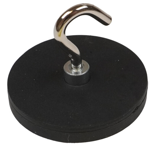 Gummimagnet med krok Ø43mm Magnetstyrke 8,5 kg