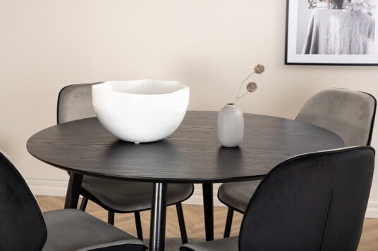 Venture Home Dipp Spisegruppe 115 cm Rund med 4 Emsa Stoler Sort