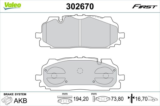 Bremseklosser VALEO 302670