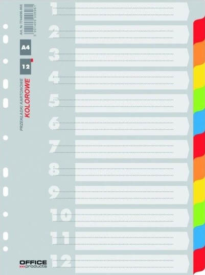 Kontorprodukter A4 Pappdeler 12 Kort Blandede Farger (21071221-99) Kontorprodukter A4 Pappdeler 12 Kort Blandede Farger (21071221-99)