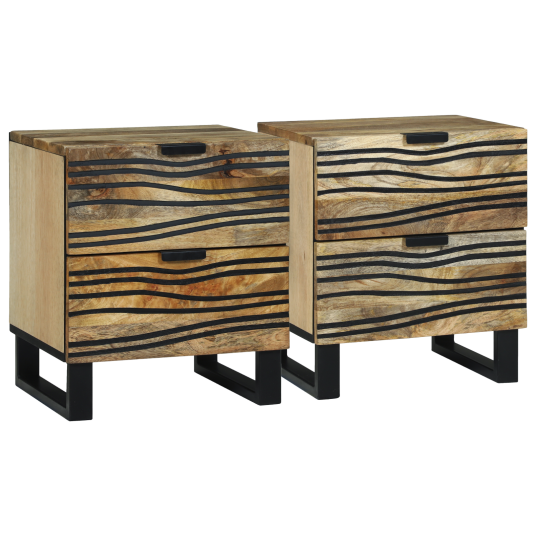 Nattbord 2 stk 40x33.5x46 cm Solid Mangotre og Konstruert Tre