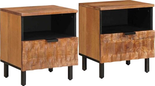  Nattbordskap 2 pcs Brun 40 x 33 x 46 cm Massiv mango tre