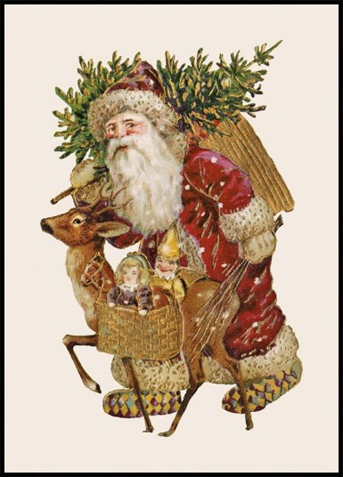 Vintage Santa with Christmas Tree Plakat Plakat / 100x150cm