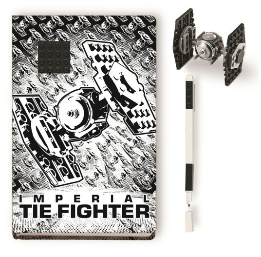Euromic LEGO Star Wars Note book with 4x4 black brick 1 pen and building toy