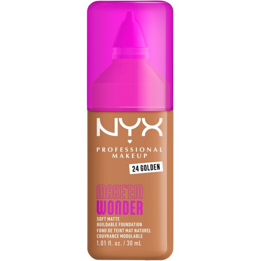 NYX Professional Makeup Make Em Wonder Foundation 24 Golden 25ml - Matt og Naturlig Finish NYX Professional Makeup Make Em Wonder Foundation 24 Golden 25ml - Matt og Naturlig Finish