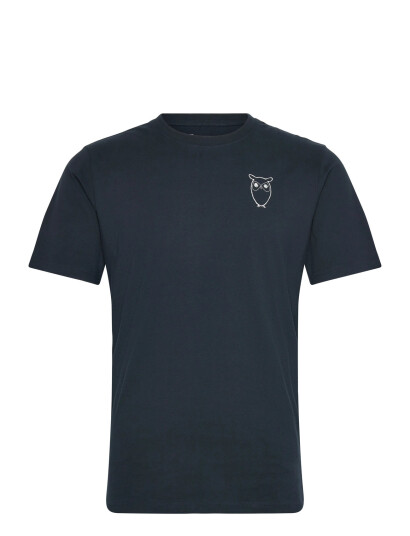 Knowledge Cotton Apparel Alder Owl Chest Print Tee - Gots/Ve - Navy - L