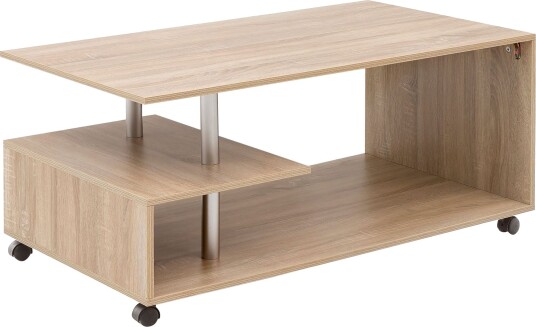 Werbeck Sofabord 105 cm med Oppbevaringshylle på Hjul Tre/Natur Werbeck Sofabord 105 cm med Oppbevaringshylle på Hjul Tre/Natur