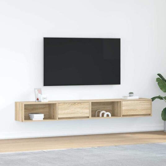 TV benker 2 stk sonoma eik 100x31x25,5 cm konstruert tre TV benker 2 stk sonoma eik 100x31x25,5 cm konstruert tre