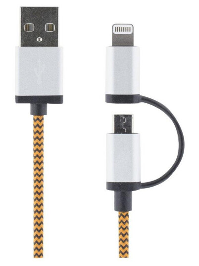 Deltaco Streetz 1 m Data-/Strømkabel USB til Lightning og Micro-USB Oransje Deltaco Streetz 1 m Data-/Strømkabel USB til Lightning og Micro-USB Oransje