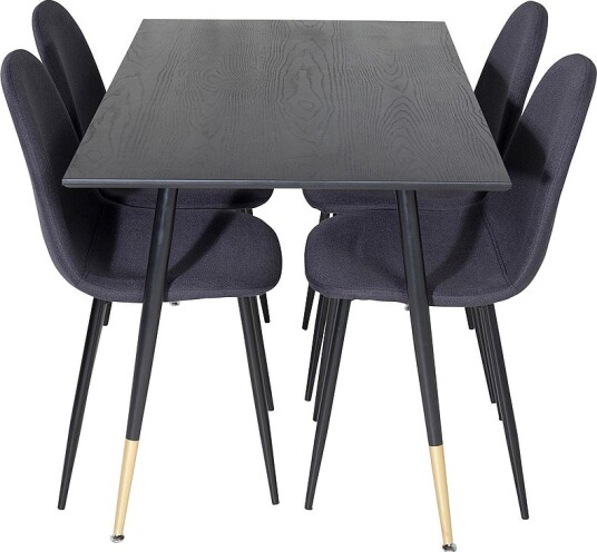 Venture Home Spisegruppe Dipp med 4 stk. spisestoler Polar Svart Venture Home Spisegruppe Dipp med 4 stk. spisestoler Polar Svart