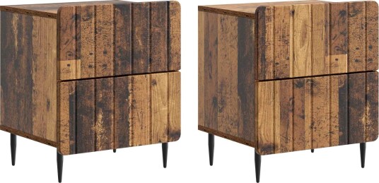  Nattbordskap med skuff 2 pcs Gammelt tre 43 x 34,5 x 49,5 cm