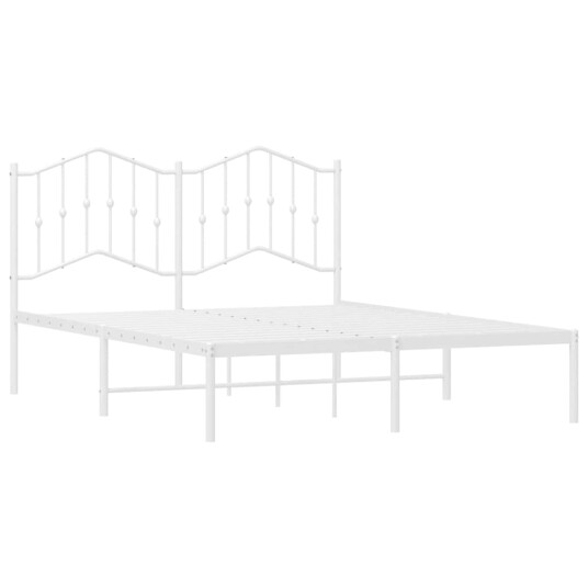 vidaXL Sengeramme i metall med sengegavl hvit 150x200 cm 8721012211490